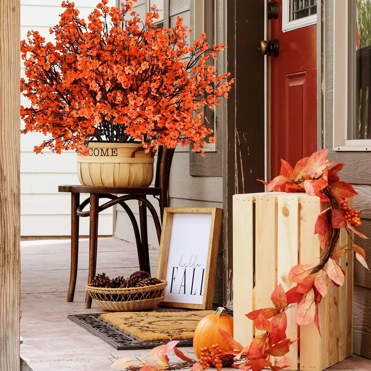 5Pcs Artificial Flowers Fall Babys Breath Fake Plants Home Wedding Centerpiece Table Thanksgiving Party Autumn Room Decorations
