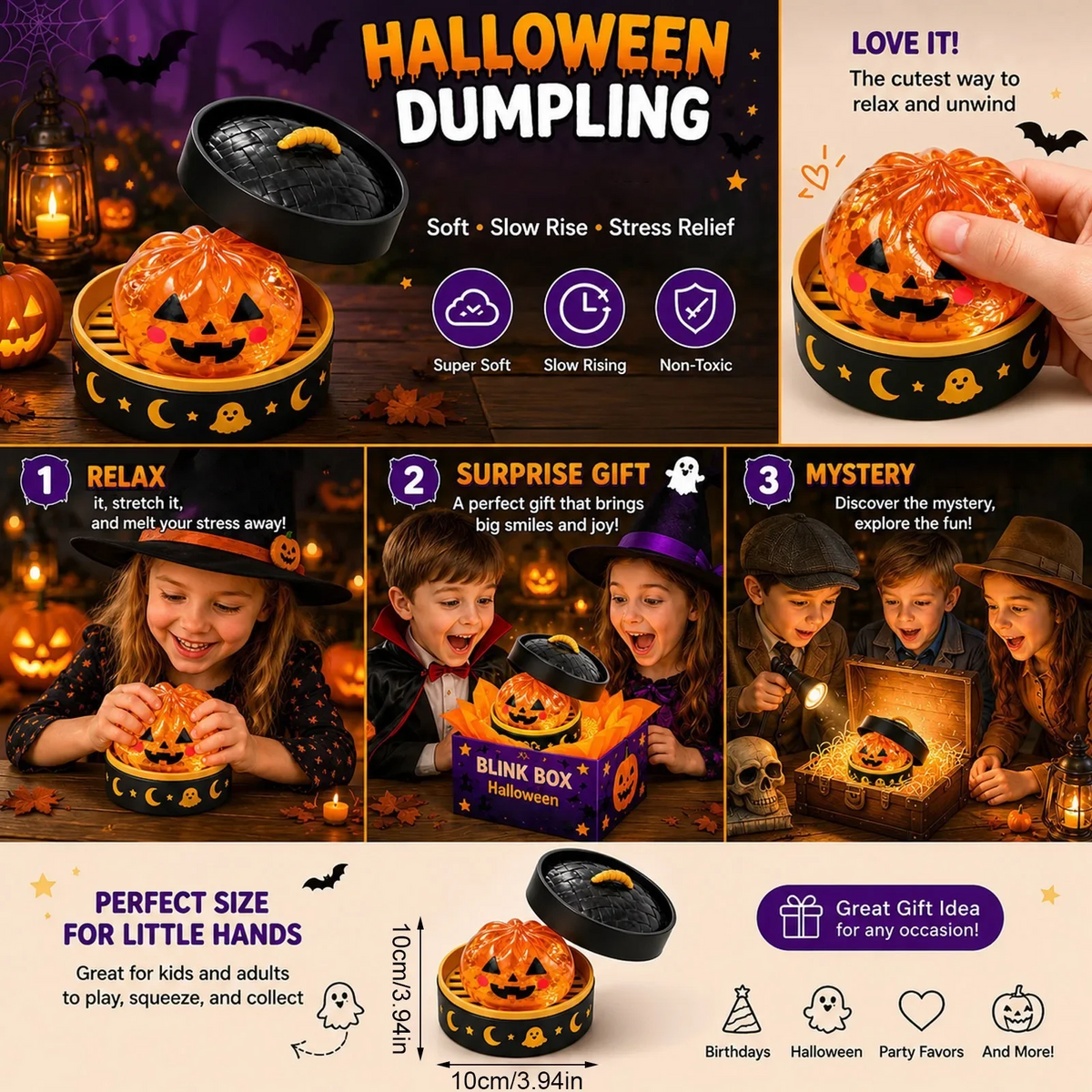 5.5cm Halloween Ghost Pinch Creative Squeeze Decompression Toy Pinch Gift Box Set