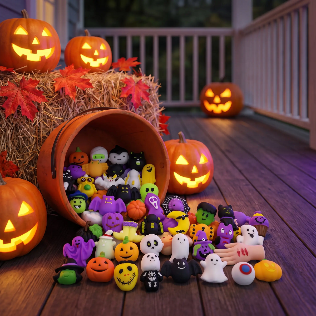 Halloween Mini Mochi Squishy Toys, Random Colors Cute Pumpkin Ghost Squeeze Toys, Stress Relief Fidget Toys for Kids, Halloween Party Favors & Goodie Bag Fillers