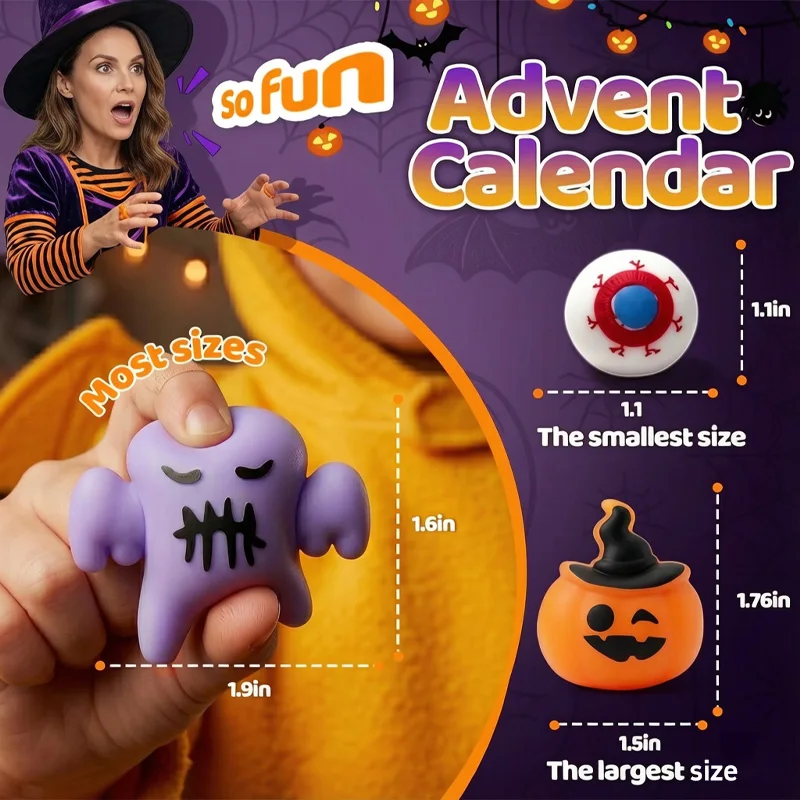 Halloween Mini Mochi Squishy Toys, Random Colors Cute Pumpkin Ghost Squeeze Toys, Stress Relief Fidget Toys for Kids, Halloween Party Favors & Goodie Bag Fillers