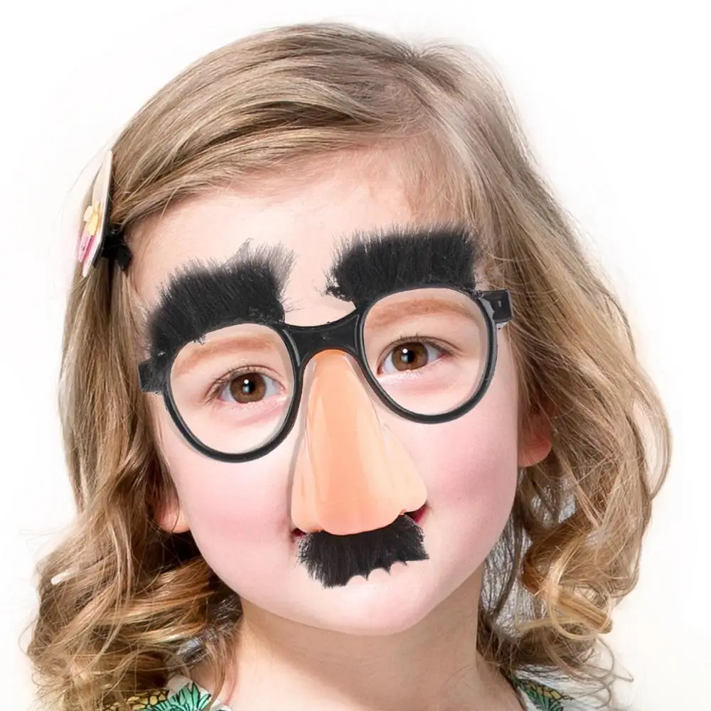 Halloween Party Eyeglasses Novelty Prank Disguise Glasses Big Nose Glasses with Eyebrows Mustache Silly Photo Props Supplies