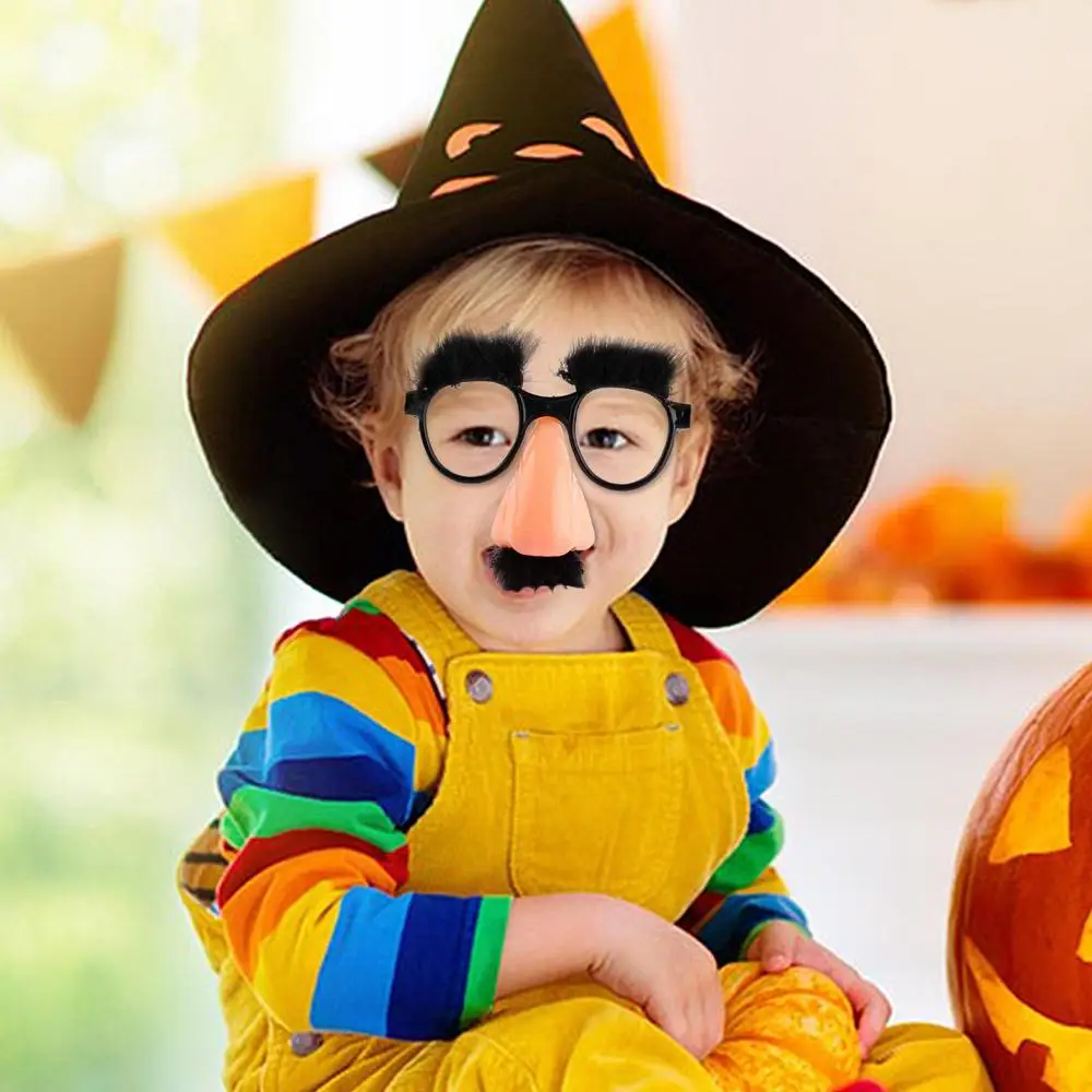 Halloween Party Eyeglasses Novelty Prank Disguise Glasses Big Nose Glasses with Eyebrows Mustache Silly Photo Props Supplies