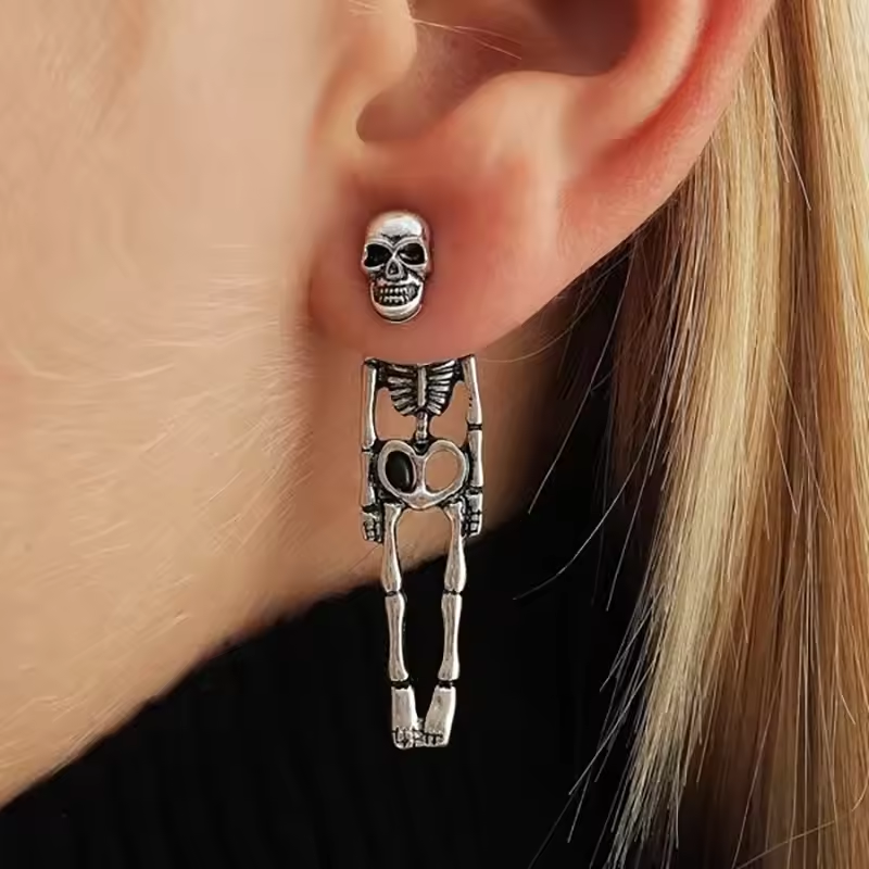 New Halloween Skull Skeleton Drop Earrings for Women Fashion Trend Gothic Jewelry Gift Hip Hop Rock Cool Dropped Earrings Men
