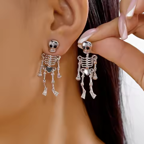 New Halloween Skull Skeleton Drop Earrings for Women Fashion Trend Gothic Jewelry Gift Hip Hop Rock Cool Dropped Earrings Men