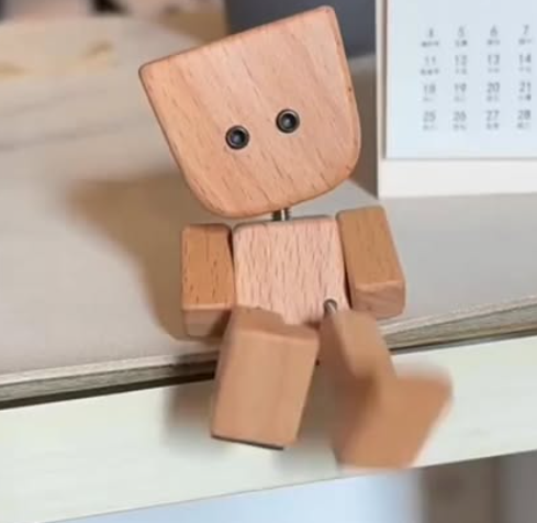 Shaking Man Statue Handmade Wooden Man Figurine with Shaking Feet Unique Car Dashboard Decoration Desktop Ornament for Home