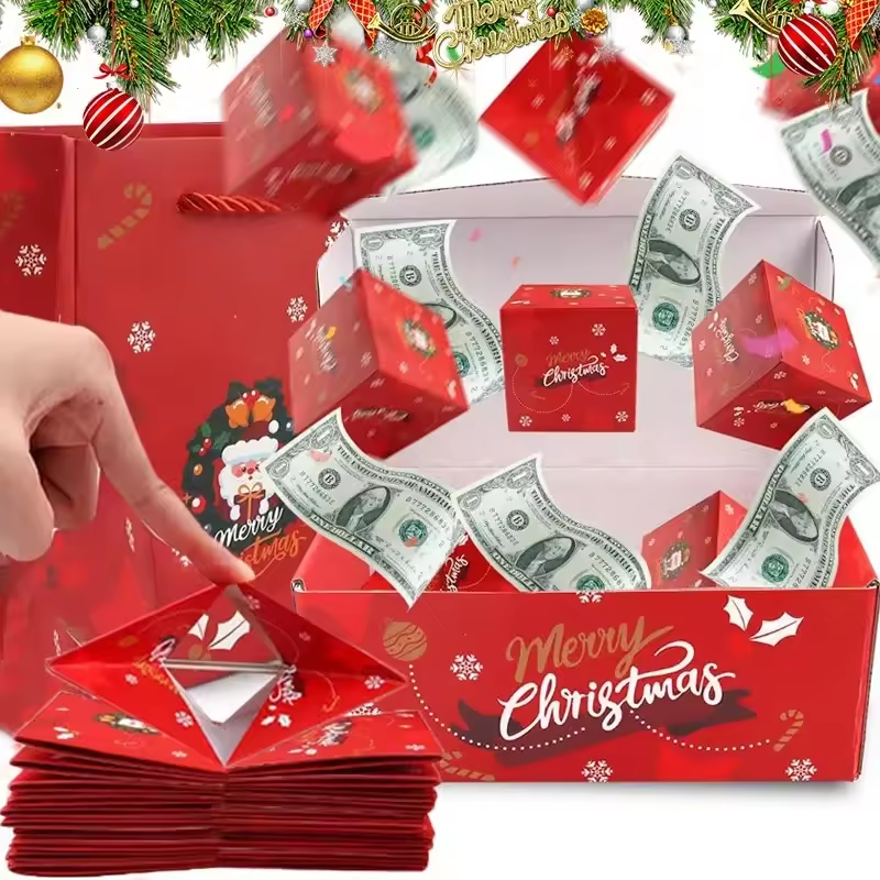 Christmas Gift Box Diy Folding Paper Boxs Money Pop Up Birthday Surprise Bounce Boxs Explosion Red Envelope Gift Box Set