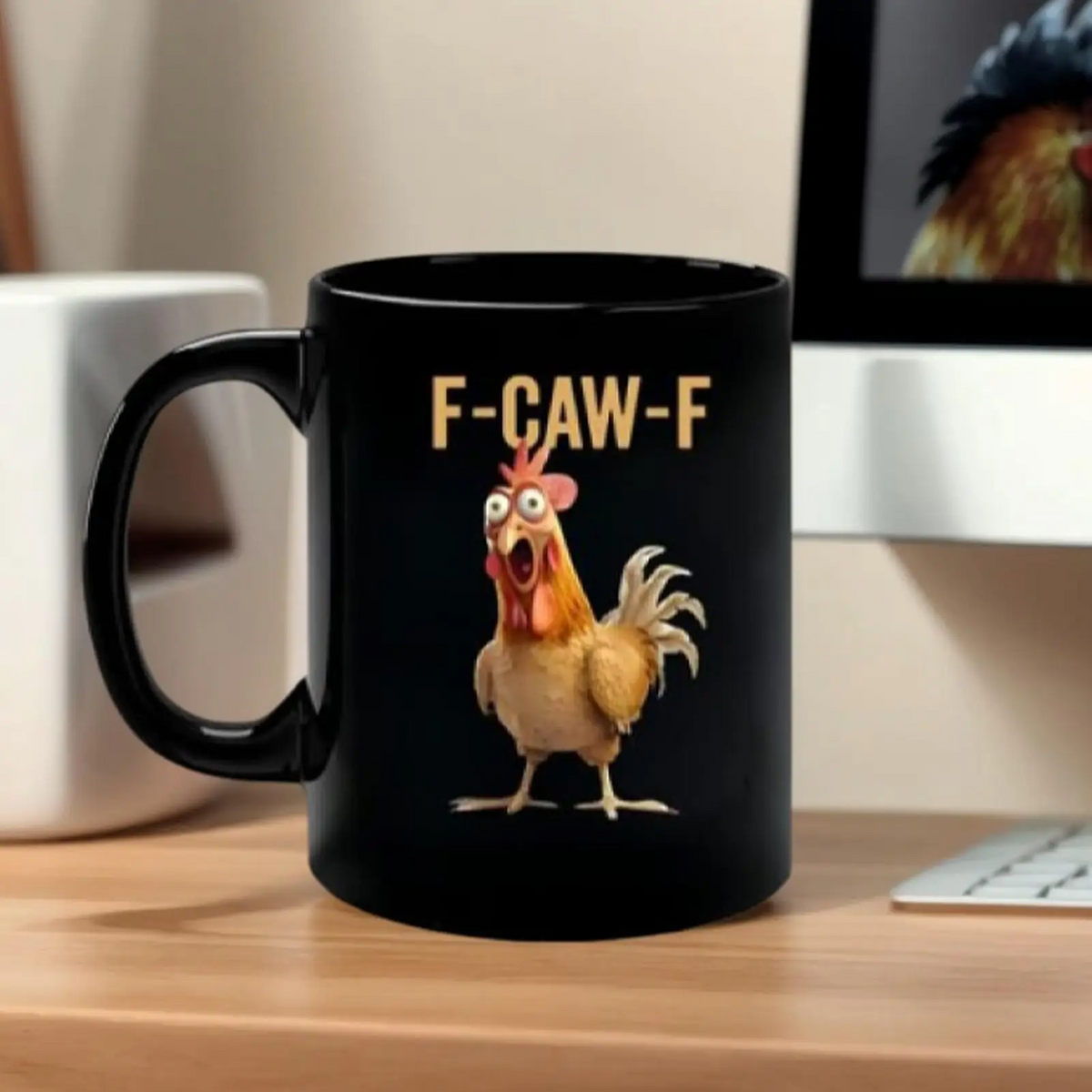 Coffee Mug Ceramic Funny F-Caw-F Chicken FCAWF Coffee Cup Mugs Farmhouse Themed Mug Animal Tea Cup Christmas Gift For Friends