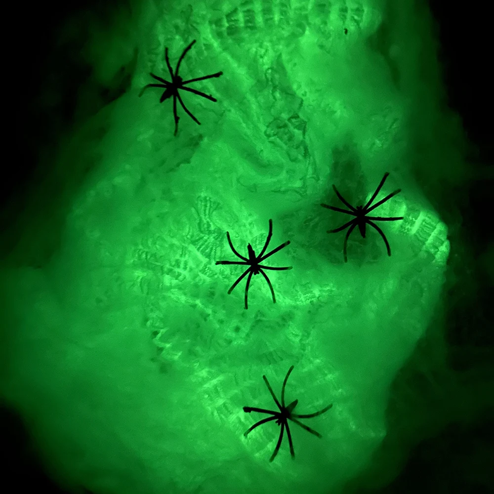 Halloween Fluorescent Spider Webs,Glow In The Dark Spider Webs,Halloween Cobweb,Outdoor Horror Decorations