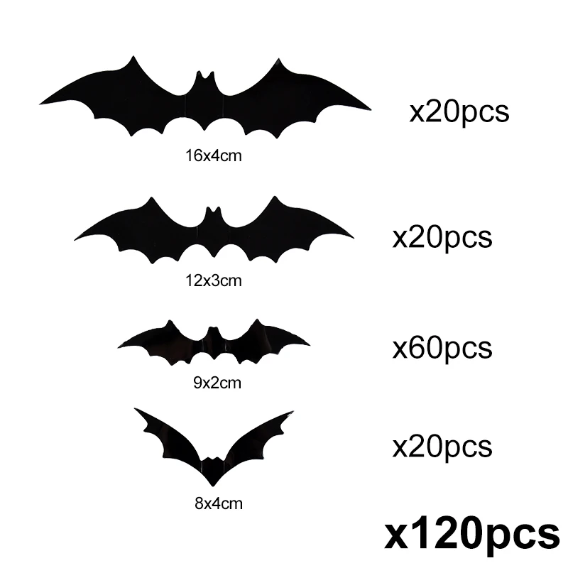 Halloween 3D Black Bat Wall Stickers For Home Room Indoor Decoration Scary Props Kids Party Favors Wall Decals Window Sticker