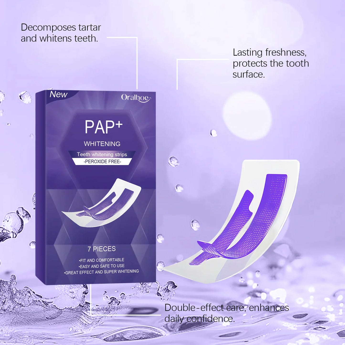 Teeth Whitening Strips — Peroxide-Free, Enamel Safe, 7-Day Bright Smile
